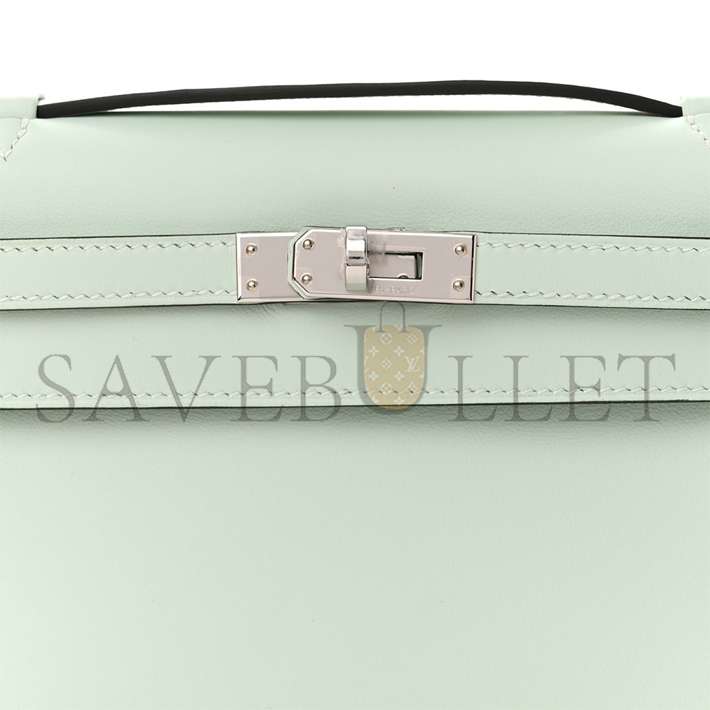 HERMES SWIFT KELLY POCHETTE CLUTCH VERT PEPPERMINT (22*14*7cm) 